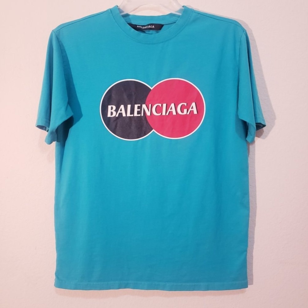 Balenciaga Credit Card Logo Big Print T Oversized Relaxed Fit Blue/Green…